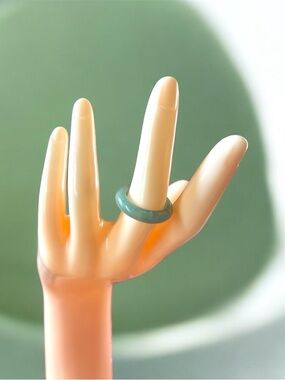 Simple Green Aventurine Stone Band Ring